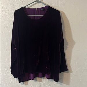 Eileen Fisher Deep Purple Velvet Long Sleeve Blouse